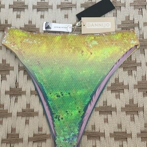 DANNIJO Green and Yellow Sequin Bikini Bottom